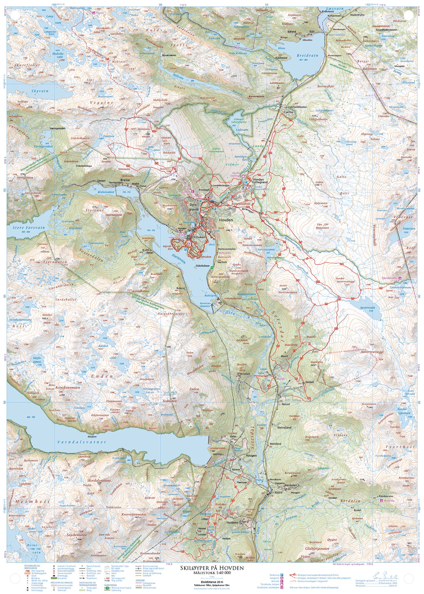 Skiløyper rundt Hovden (70 x 50cm)