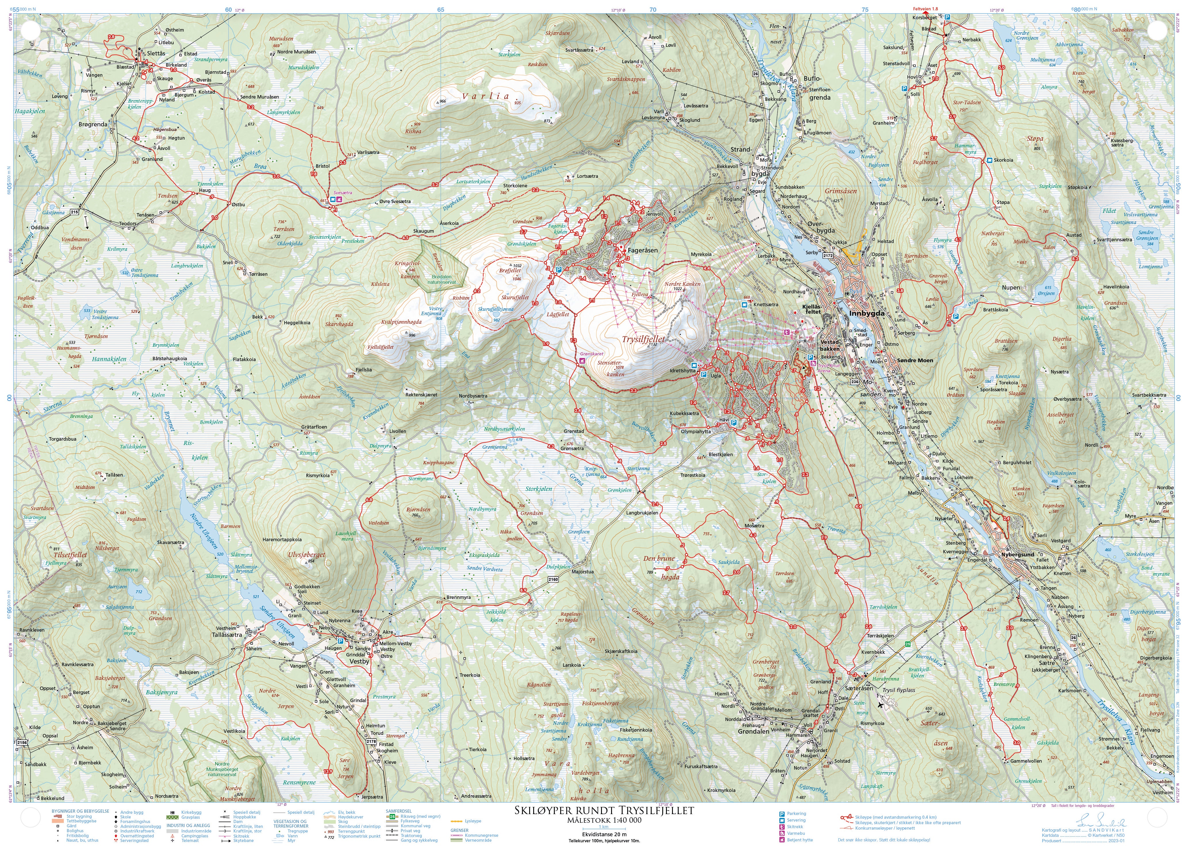 Skiløyper rundt Trysilfjellet (70 x 50cm)